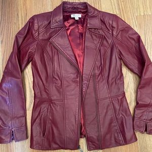 Maroon D & Co. Genuine Leather Jacket